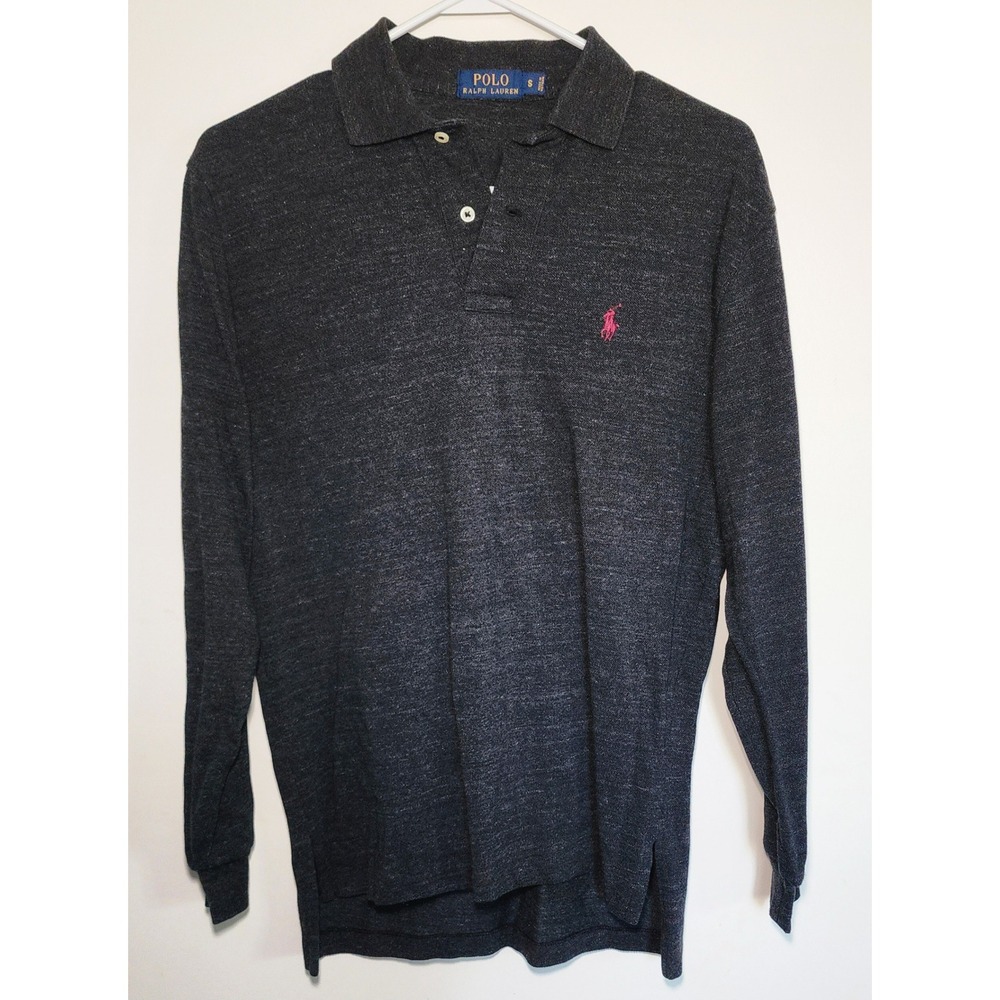 Polo Ralph Lauren Men's Small Long Sleeve Polo Shirt Heather Grey Logo Size S
